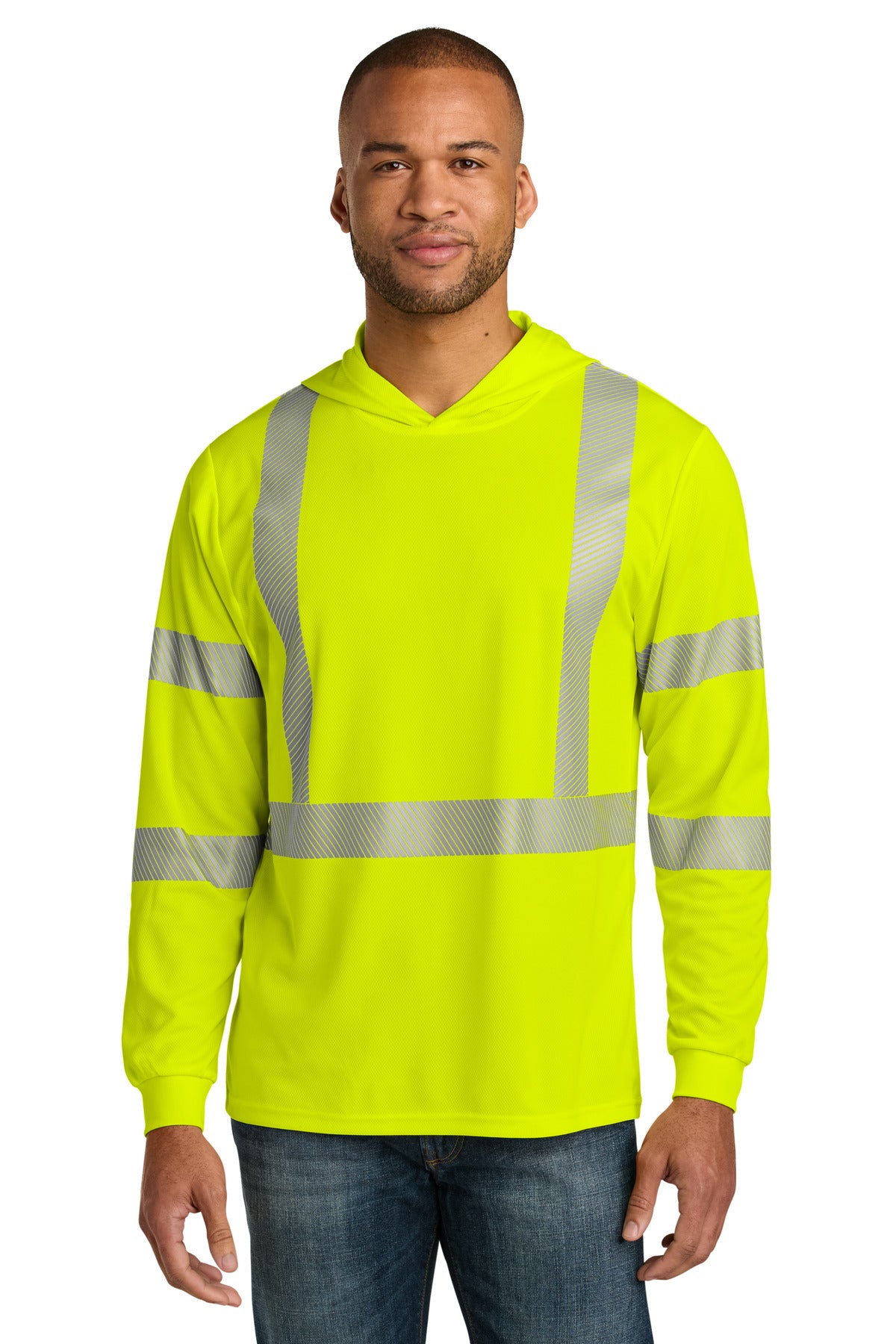 CornerStone® ANSI 107 Class 3 Long Sleeve Segmented Tape Hooded Tee CS208