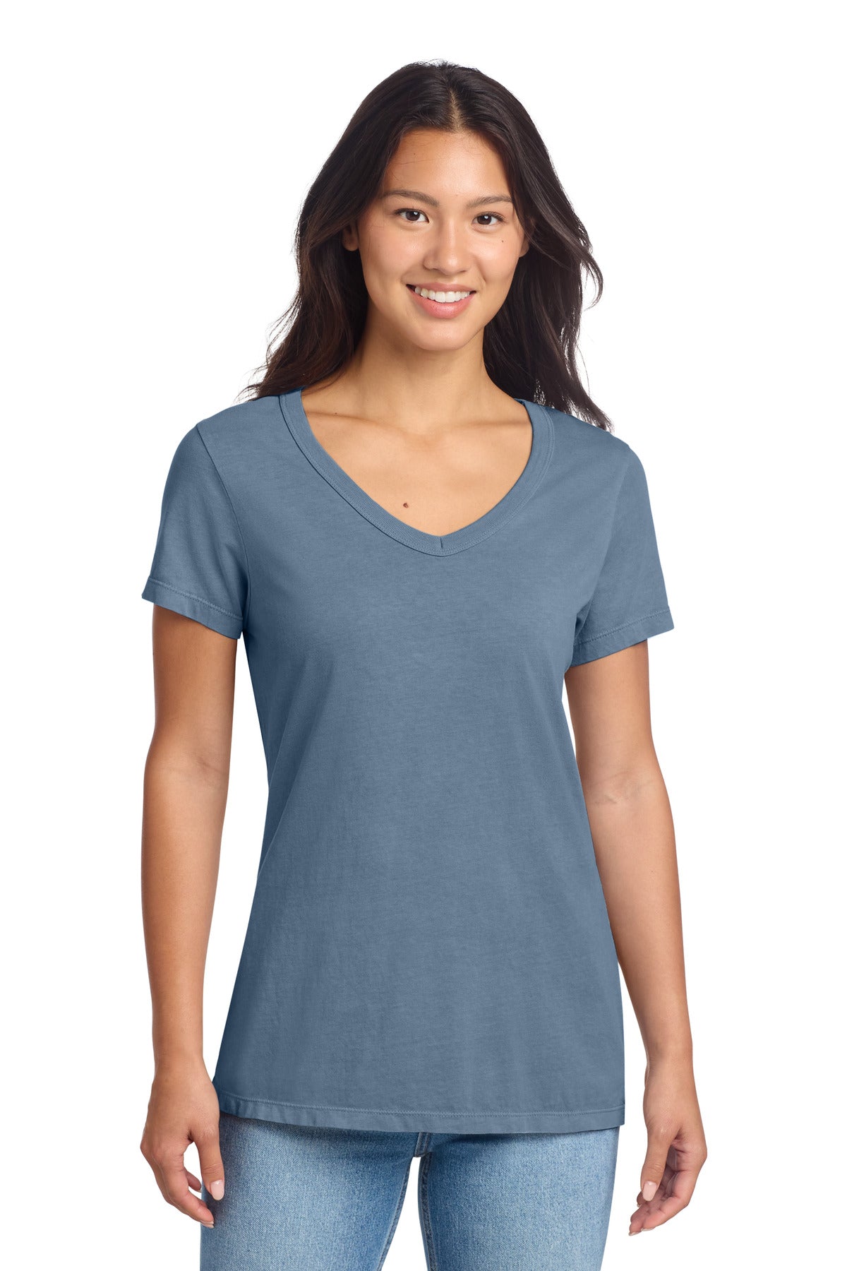 Port & Co™ Women's Beach Wash® Garment-Dyed V-Neck Tee LPC099V