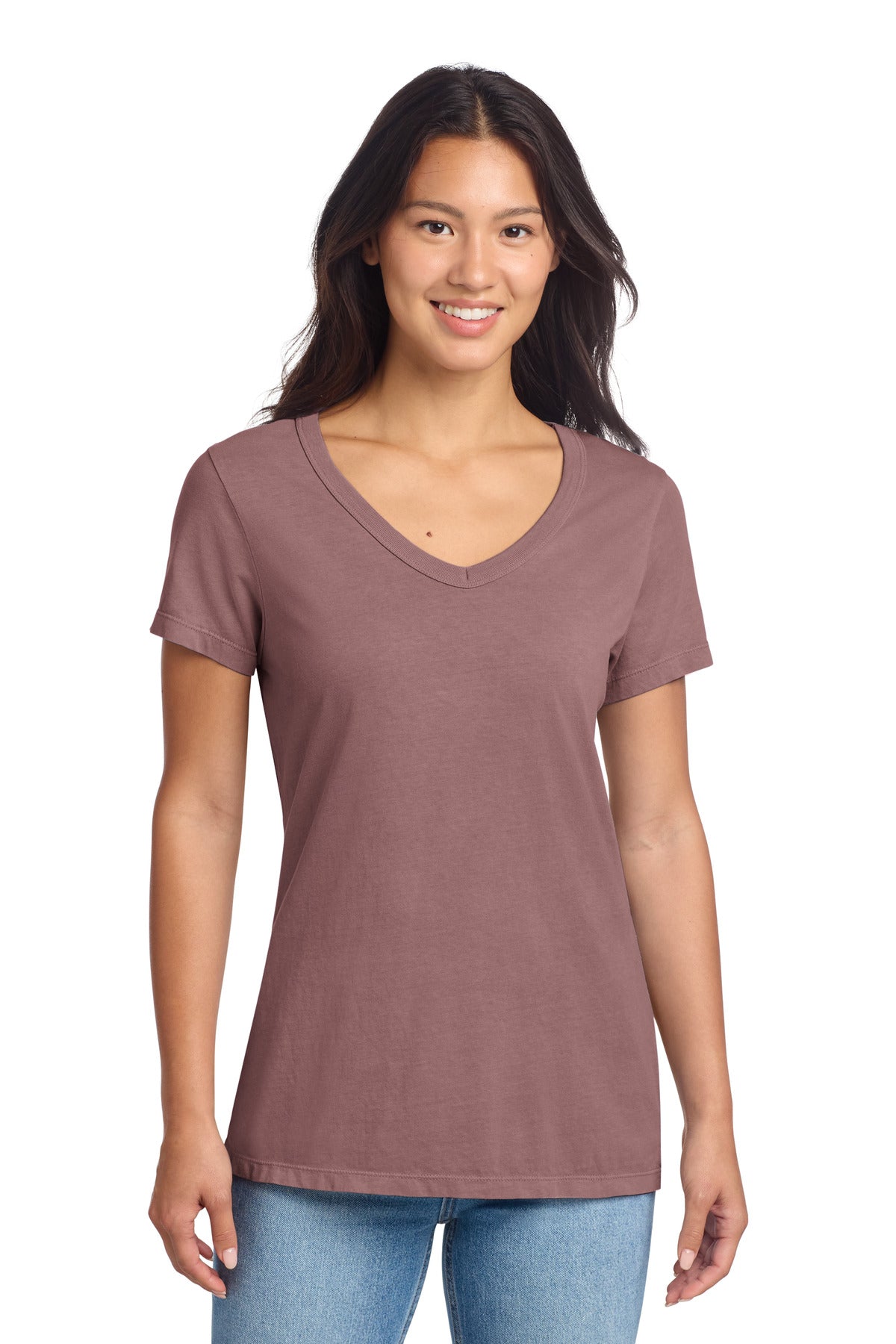 Port & Co™ Women's Beach Wash® Garment-Dyed V-Neck Tee LPC099V