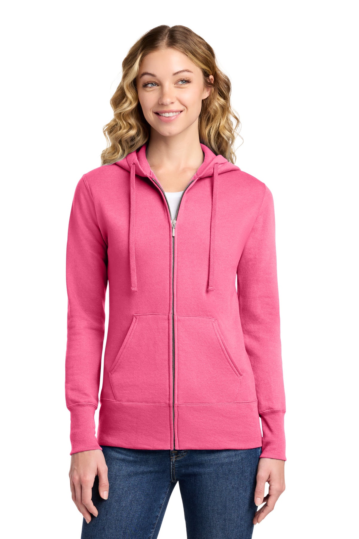 Port & Co™ Women's Core Fleece Full-Zip Hooded Sweatshirt. LPC78ZH