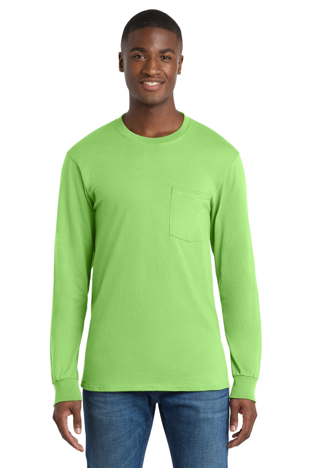 Port & Co™ Long Sleeve Essential Pocket Tee.  PC61LSP